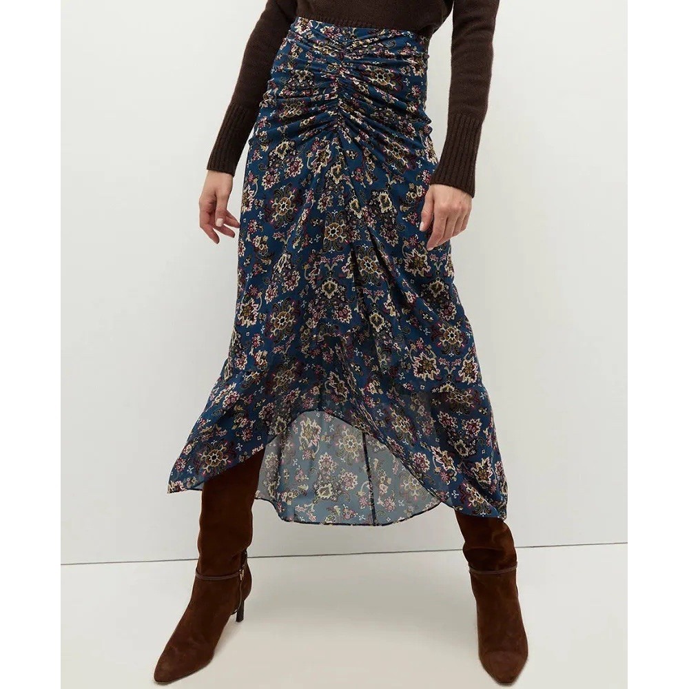 Veronica Beard 100% Silk Sira Skirt Size 6 Printed Silk Chiffon Multi High/low - Picture 2 of 6